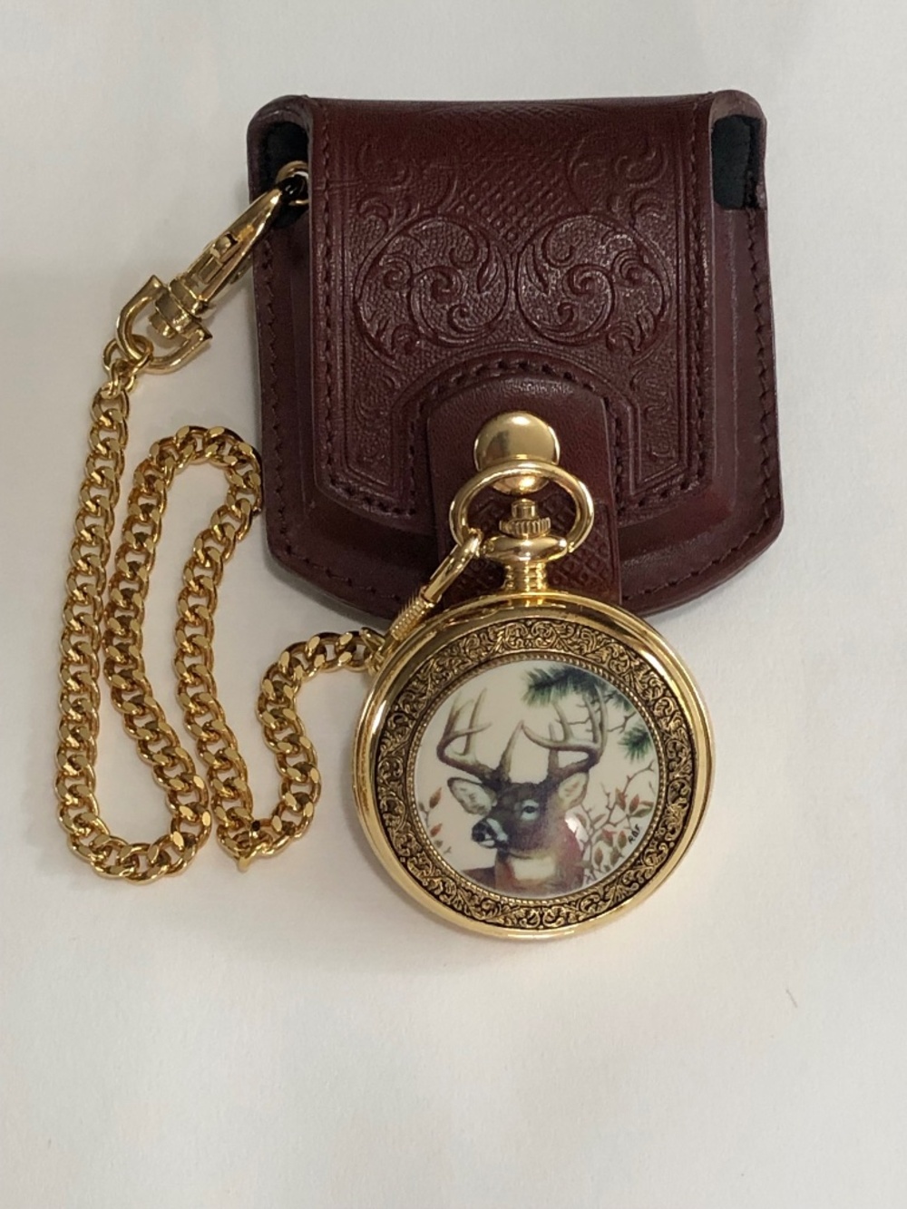 Limited Edition Franklin Mint Pocket Watch Ten Point Buck